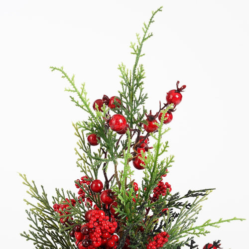 Mica Decorations Ceder Kunstkerstboom in Pot - H45 x  Ø18 cm - Rood, Groen