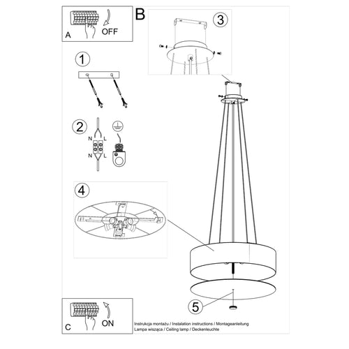 Sollux Lighting Kroonluchter SKALA 50 wit - 50x50x102cm