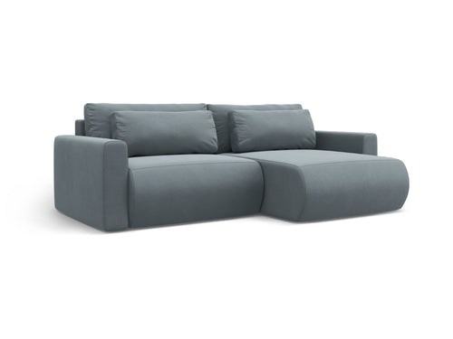 Cosmopolitan Design Omkeerbare converteerbare hoekbank met opbergdoos Belfast 3-zits, flueel blauw grijs - 149x240x84cm