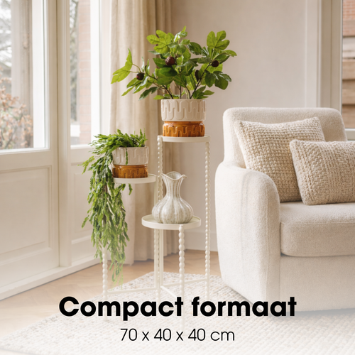 Mica Decorations Salvo Plantenrek - Plantenstandaard voor Kamerplanten - Plantentafeltje voor Binnen - Plantenonderzetter met Drie Plateaus - 40 x 40