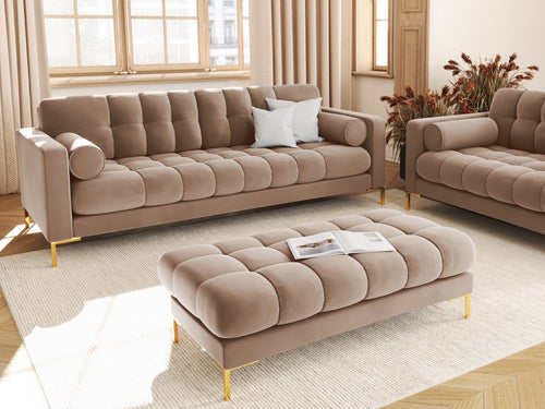 Cosmopolitan Design Bank Bali 4-zits, flueel, beige - 96x217x75cm