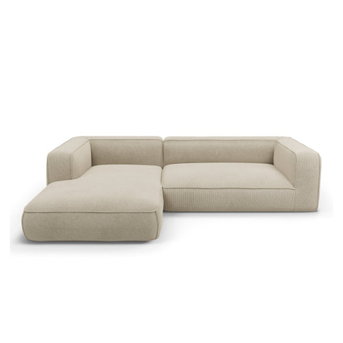 Premium Interiors - Linkerhoekbank SOFIA - kruispatroonweefsel beige 282cm