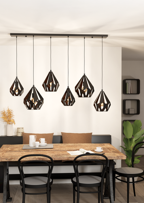 EGLO hanglamp Carlton 1 - e27 - 145,5 cm - zwart/koper - vtwonen shop