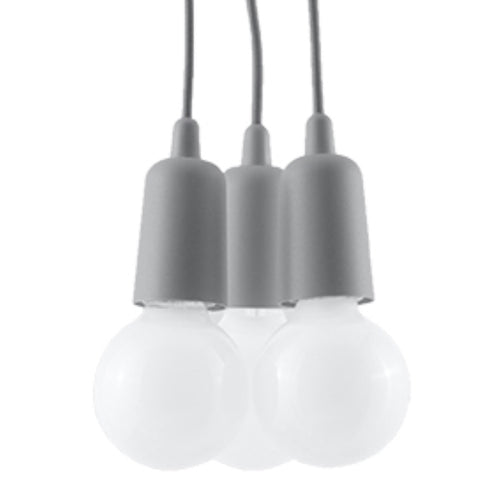 Sollux Lighting Hanglamp DIEGO 3 grijs - 15x15x90cm