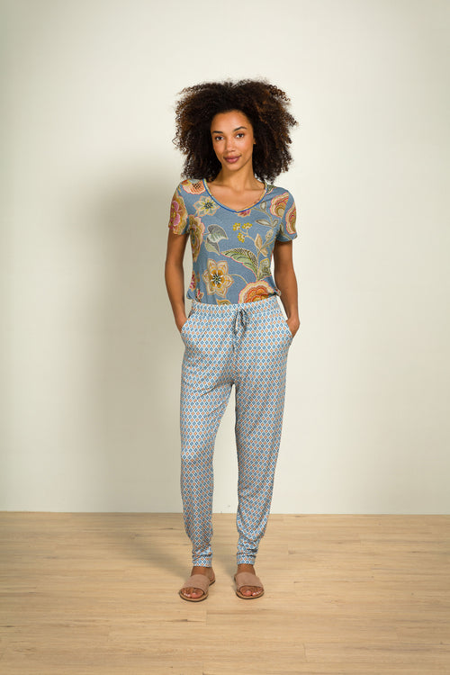 Pip Studio - Bobien Long Pajama Pants Women - Mojo - Blue - L - vtwonen shop