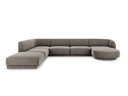 Micadoni Panoramische hoekbank links Miley 6-zits, chenille, grijs - 255x330x70cm