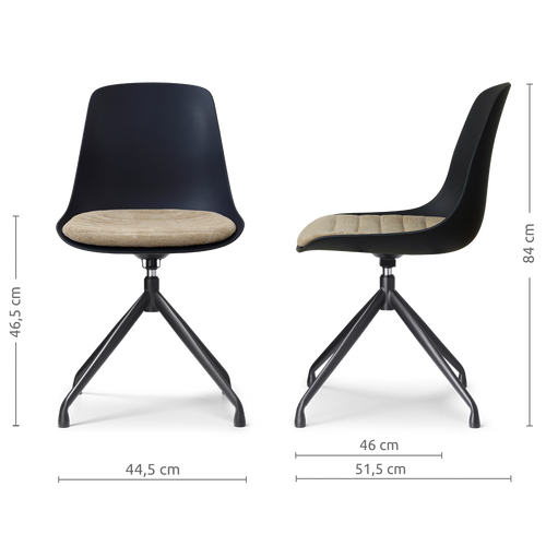 Nolon Nola-Liv draaibare eetkamerstoel zwart met nougatbruin zitkussen - zwart onderstel - vtwonen shop