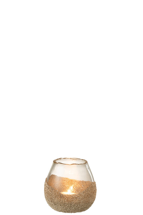 J-Line kaarshouder Helft Parels Rond - glas - goud - small