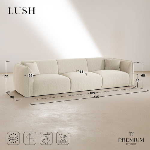 Premium Interiors - Bank LUSH - fluweel met motieven crème 235cm