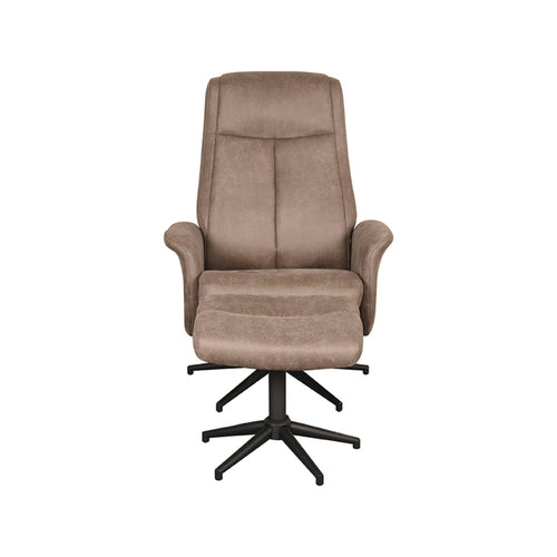 LABEL51 Relaxfauteuil Bergen - Taupe - Draaibaar - Incl. Hocker