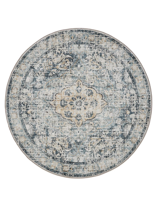 benuta wasbaar vloerkleed George - blauw - ø 120 cm