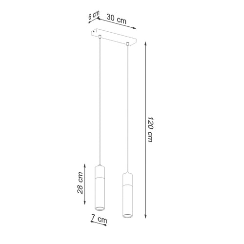 Sollux Lighting Hanglamp ZANE 2 grijs - 30x6x120cm