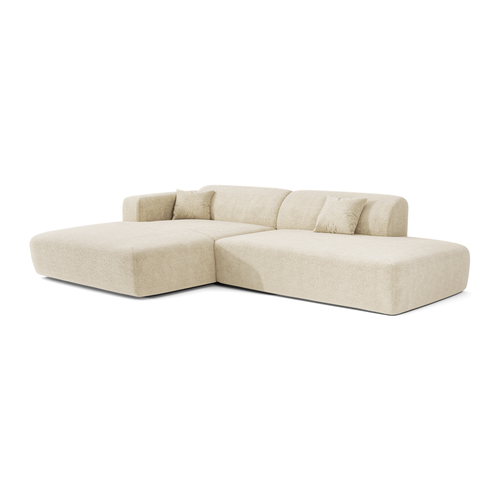 Sia Home - Hoekbanken links MYRA - Fluweel met patroon - Crème - 300cm - vtwonen shop