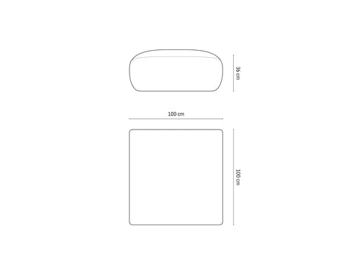 Cosmopolitan Design Poef Nolio 2-zits, chenille, zwart - 100x100x36cm