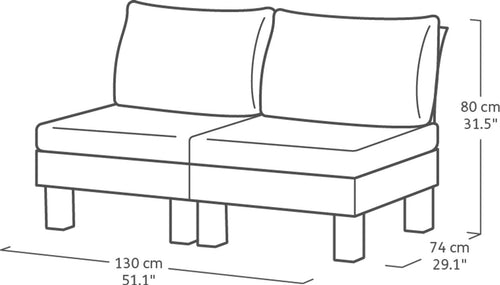 Keter Signature Elements 2-zits Loungebank - met groene kussens - Cappuccino/Ashwood
