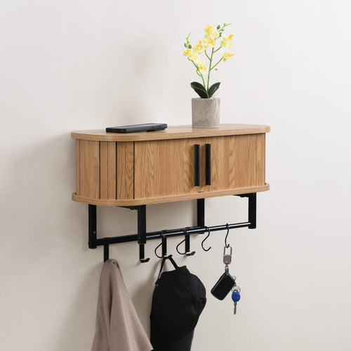 Furnilux Kapstok 60x24x32 cm - Smal - Wandkapstok Kiruna - 8 haken - Licht Eiken - vtwonen shop