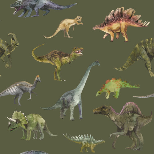 Sanders & Sanders behang dinosaurussen donkergroen - 50 x 900 cm - 935369