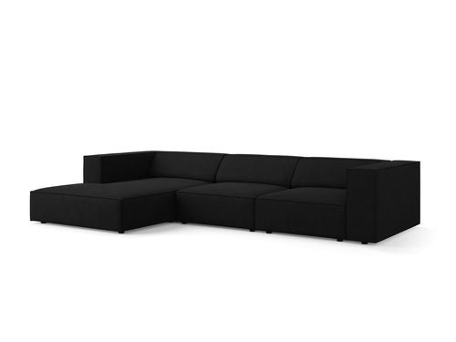 Cosmopolitan Design linker hoekbank Arendal 4-zits, chenille met ribbeleffect, zwart - 166x284x70cm