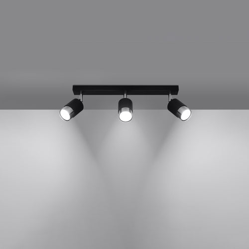 Sollux Lighting Plafondlamp NERO 3 zwart/chroom - 45x5x18cm