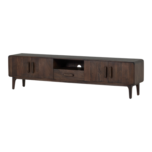 WOOOD tv meubel 200 cm Liya - Mangohout - Donkerbruin - 50x200x35
