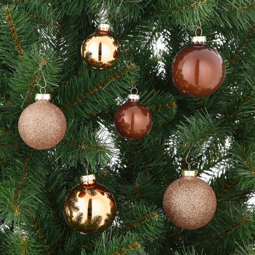 Mica Decorations Kerstballen Set - 42 Stuks - Ø7 cm - Glas - Bruin