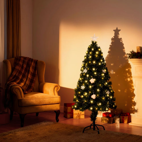 Luca Lighting Mercury Kerstboom met Fibre Optic Verlichting - Kerstversiering voor Binnen met 135 LED Lampjes - Kunstboom Rond met Sterrenpiek - H120