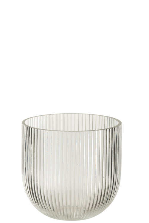 J-Line vaas Gestreept - glas - transparant - small - Ø 15.3 cm - vtwonen shop