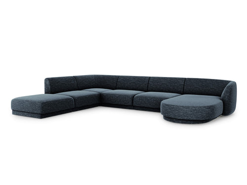 Micadoni Panoramische hoekbank links Miley 6-zits, chenille, koningsblauw - 255x330x70cm