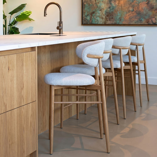 Giga Meubel Barstoel Alexia - Beige/Naturel - Zithoogte 65cm - Set van 2