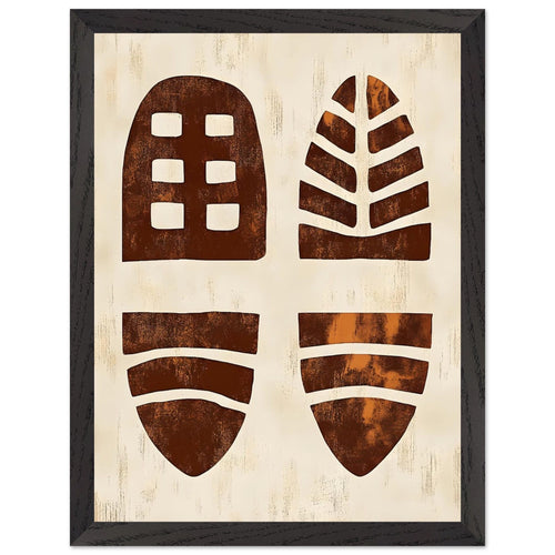 Artfulprints Poster met Lijst Boho – Primitive forms   - 30x40 cm - Terracotta