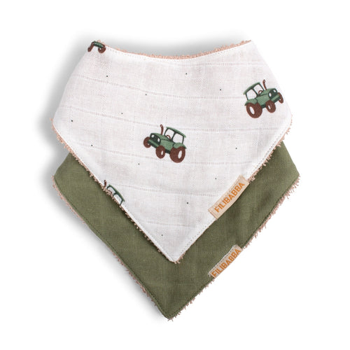 FiliBabba Slabbetje Bandana 2-pack 25 x 32 cm – Beige biologisch katoen