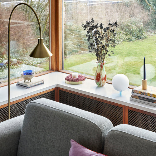 Hübsch vloerlamp Pipe - glas/ijzer/marmer - 60xh168cm, e27 - vtwonen shop