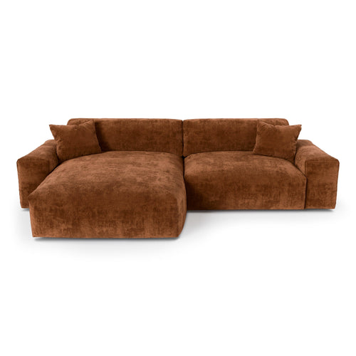 Premium Interiors - Linkerhoekbank CHEER - gewaafd fluweel terracotta 312cm