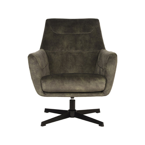 LABEL51 Fauteuil Toby - Groen Velvet - Draaibaar