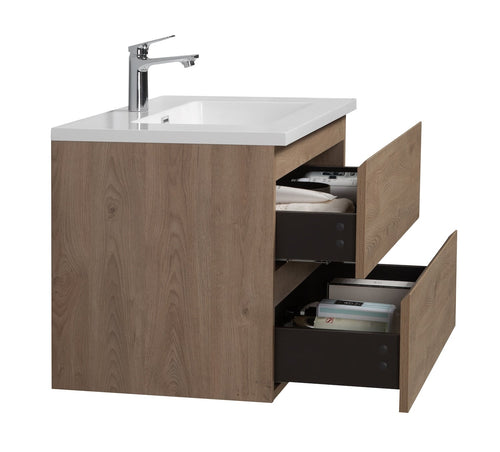 Badplaats Badkamermeubel Set Angela 80 cm – Kastanje Eiken – Badmeubel met Wastafel