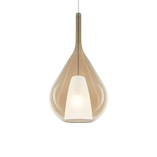 Ideal Lux KALIQUE 28 cm druppelvormige koepel hanglamp voor plafond, amberkleurig, 1x E27 fitting