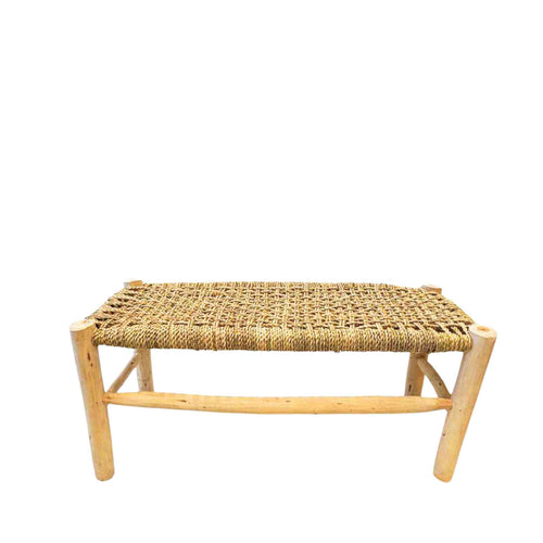NOA MAY Bankje Suki - naturel - hout/zeegras - 90 x 40 x 43 cm