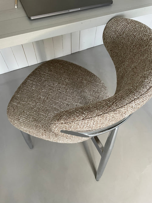 DÉJA Living Eetkamerstoel Skara - Taupe/Chrome - Set van 2 - vtwonen shop