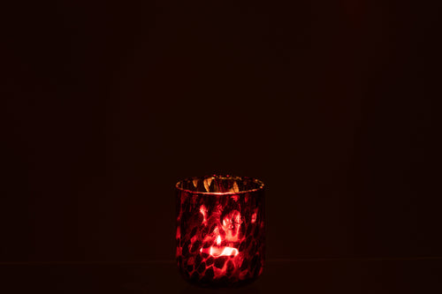 J-Line windlicht Gevlekt - glas - rood/zwart - small - 2 stuks - vtwonen shop