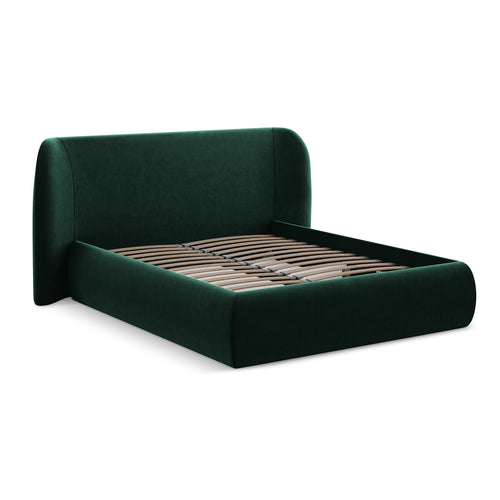 LaMiaSofa Bed met opbergruimte Trieste - velours - flessengroen - 210x215x110