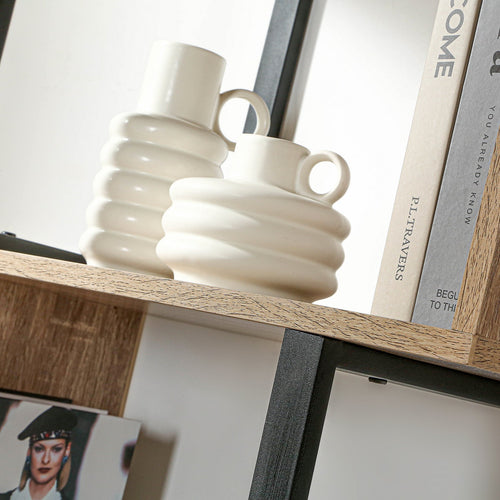Calicosy - Boekenkast met 4 Niveaus en Houten Decor - 30x60x147,5 cm