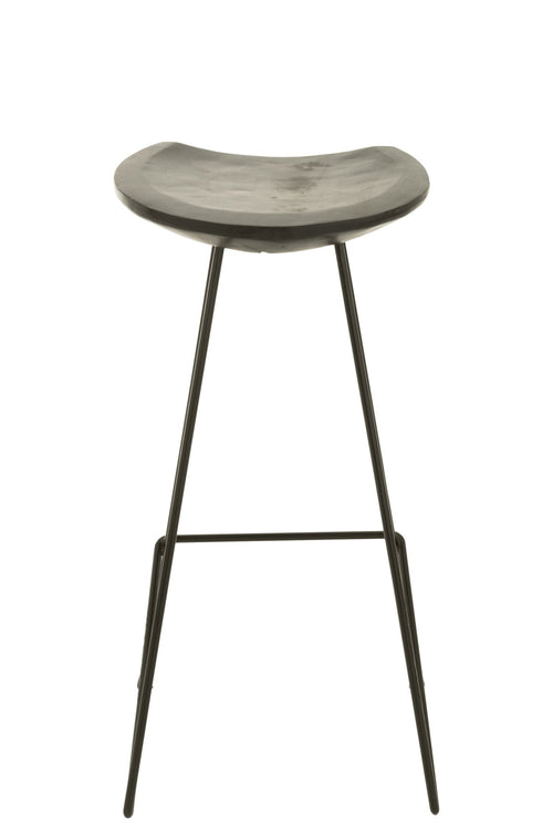 J-Line barkruk - hout/ijzer - zwart