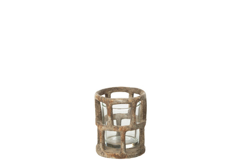 J-Line windlicht Antiek - polyresin/glas - bruin - small - vtwonen shop