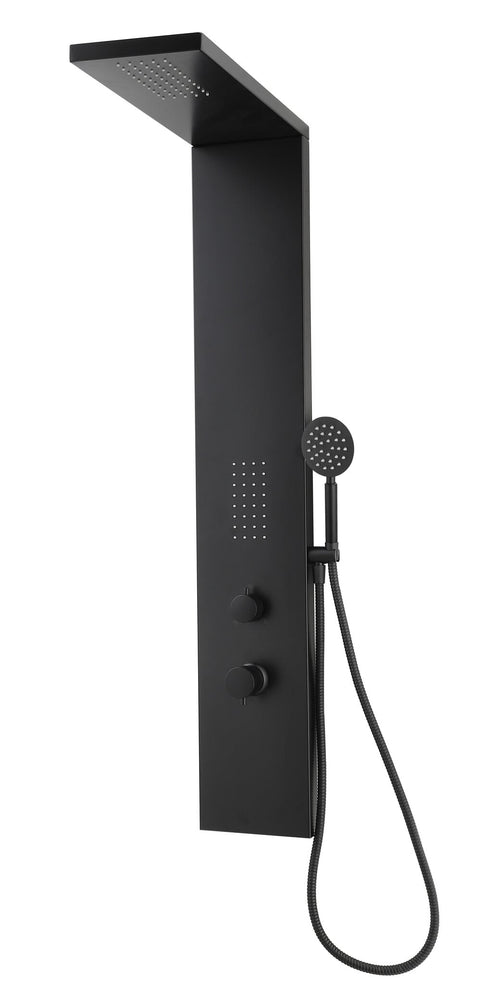Badplaats Douchepaneel Savara 120 x 20 cm - Zwart - Aluminium Doucheset met Mengkraan en Douchekop