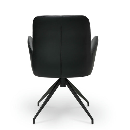 Furnhouse eetkamerstoelen armleuning Jennifer - Zwart - Kunstleer - Set van 4
