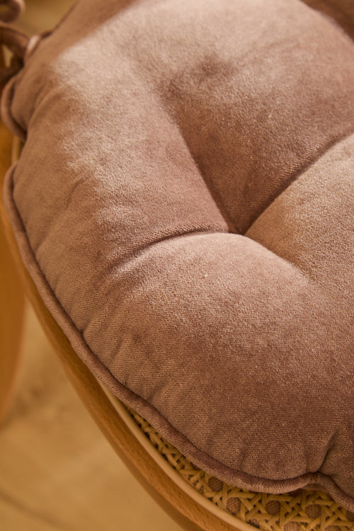 Calma House Stoelkussen Velour - Bruin - Diam. 40x4