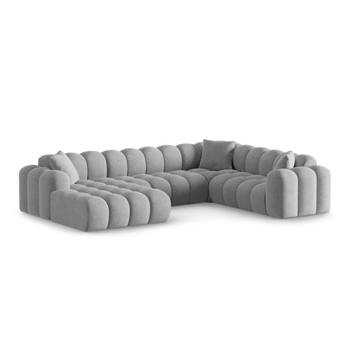 Cosmopolitan Design - Panoramische hoekbank rechts Treno 4-zits, chenille lichtgrijs - 240x330x70cm