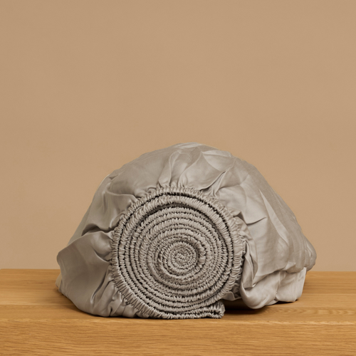 Coco & Cici - Tencel Sateen Hoeslaken 180 x 210 cm - 2 Persoons Beddengoed - Lyocell - Elastiek Rondom - Taupe - Extra Zacht