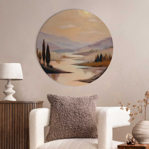 Reinders Landschap II glasschilderij -  bruin - woonkamer - Ø 70cm