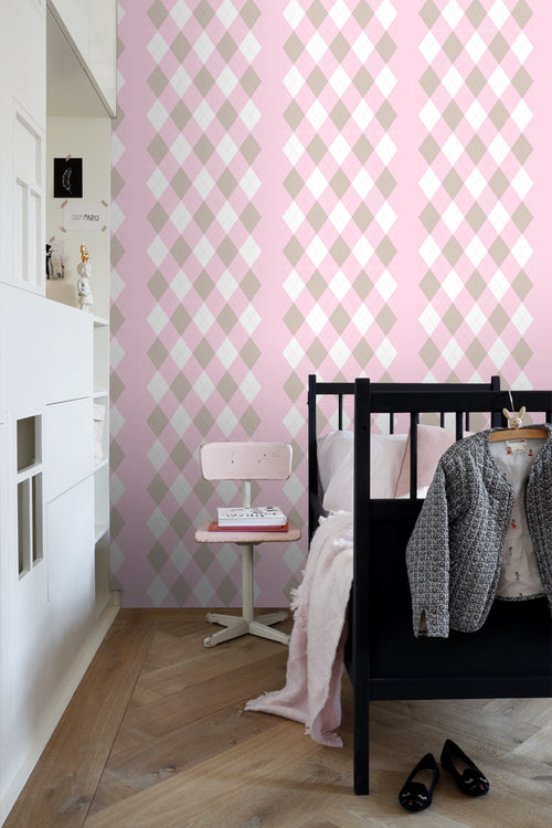 ESTAhome behang ruiten babyroze - 53 cm x 10.05 m - 114925